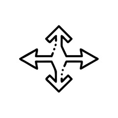 Poster - Outline arrow symbol pointing in four directions with dotted lines on a vector