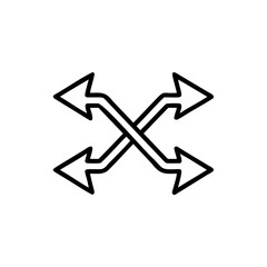 Fototapete - Crossed arrows pointing in four directions on a Handdrawn vector