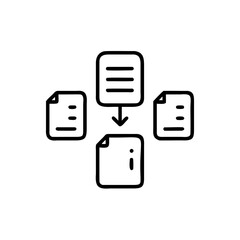 Poster - Document processing icon with arrow paper sheets on file