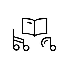 Poster - Outline an open book musical notes on a vector