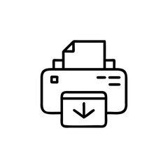 Poster - Printer icon with paper download arrow on document