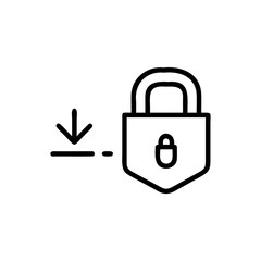 Poster - Padlock icon with download arrow horizontal line on a security