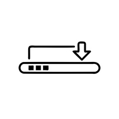 Poster - Handdrawn download icon with arrow pointing down to progress bar on vector