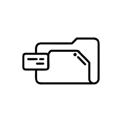 Poster - Outline icon a file folder with a small rectangular card on a document rectangle
