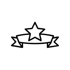 Fototapete - Star emblem above ribbon banner on Handdrawn outline
