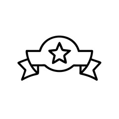 Poster - Outline star emblem with ribbon banner on Handdrawn badge