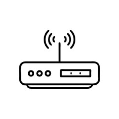 Poster - Handdrawn a wireless router with signal waves on wifi internet 1