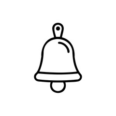 Poster - Outline bell icon on with handle clapper simple shape vector