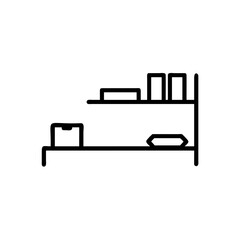 Fototapete - Handdrawn a two-tiered shelf with rectangular box-shaped objects on shelves storage