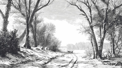  branding image for botanical observatory | fragile thaw | reverent solitude | silvery graphite scale | open glade framing | fractured ice fields | frost shadow gradients | crosshatch etching |