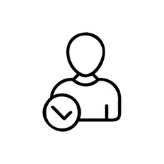 Poster - Outline person icon with checkmark symbol in circle on user profile
