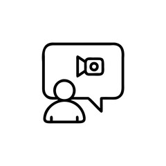 Poster - Outline a person with a speech bubble containing a video camera icon human figure