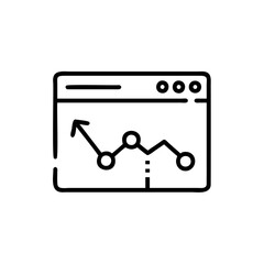 Poster - Handdrawn line art a website window showing a financial graph with an upward trend