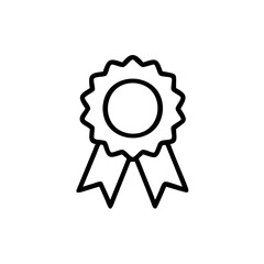 Poster - Outline award badge with circle ribbon elements on vector