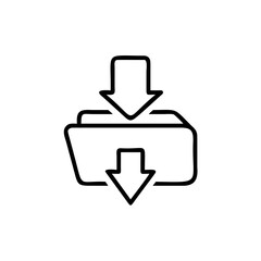 Poster - Handdrawn download icon with two downward arrows above below a file folder shape on