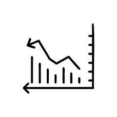 Poster - Handdrawn Graph Showing Decreasing Trend with Arrows Bar Chart Elements on diagram