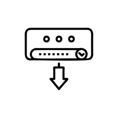 Poster - Handdrawn graphic a rectangular shape with circles squares a downward arrow symbol