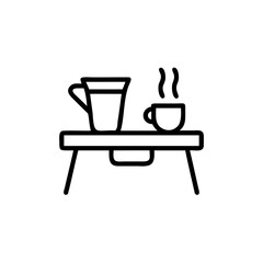 Poster - A tray with a cup a mug with steam rising above it coffee