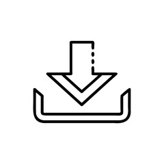 Poster - Handdrawn download icon with arrow pointing down into a container shape on vector