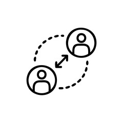 Poster - Line art two people in circles connected by a dotted line arrow person silhouette