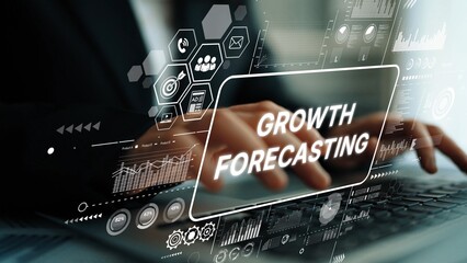 Poster - Business Growth Forecasting Concept with Data Analytics and Technology Interface for Strategic Planning and Decision Making. Asymptotic smart data analytic.