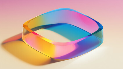 Aufkleber - Photo of a colorful iridescent glass square shape on a gradient background