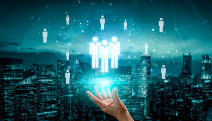 Poster - Global human network and workforce distribution highlight human, network, and global presence through digital connection and team coordination Vouch