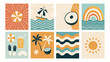 © Meizan  - Eight Summer Themed Illustrations Sun Beach Umbrella Boat Palm Trees Rainbow 1