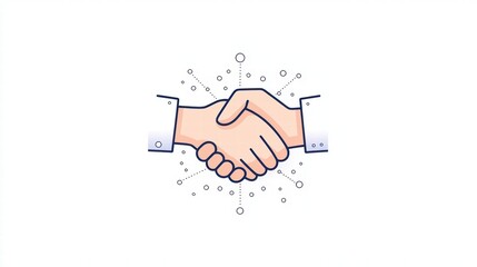 Poster - global Handshake Icon Stylized handshake icon formed by interconnected lines representing global networks, communication, and collaboration across borders.