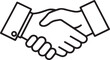 © X Collection - handshake between two businessmen, The image depicts a black and white line drawing of two hands shaking.
