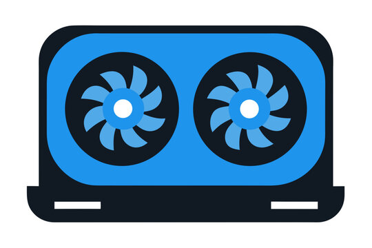 Stylized icon of a dual fan graphics card
