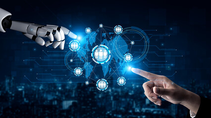 Poster - AI expands business networking using smart platforms and virtual assistants to foster digital collaboration and professional engagement opportunities. Vouch