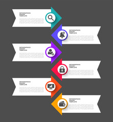 Aufkleber - Arrows vertical infographic template. Six steps or options with place for data and icons