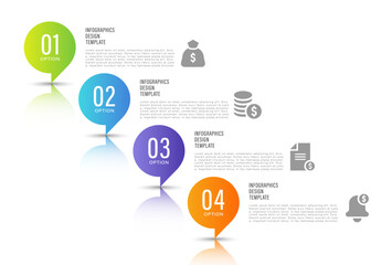 Poster - Speech bubble vertical infographic template for 4 steps or processes. Business infographic template with icons and place for data