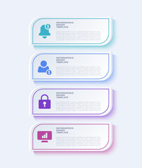 Poster - Neumorphism vertical infographic template. Layout of 4 options or processes with icons