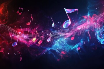 Aufkleber - Colorful animated music background with vibrant notes and flowing patterns for creative projects, Music animated background