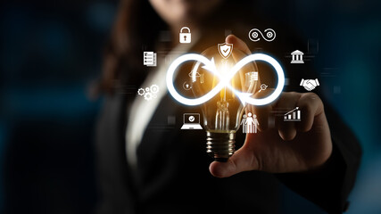 Poster - The infinity concept represents limitless innovation, creative growth, and embracing endless business opportunities for future advancement. Latch