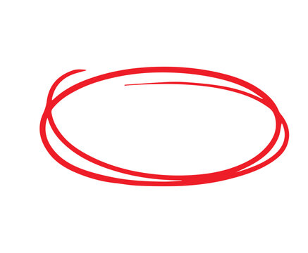 hand drawing different circles isolated on the transparent background, Handwritten red circle. For marking text, numbers, marker pen, pencil, logo, hand-drawn doodle grunge circle highlights