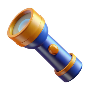 3d rendered blue and orange flashlight isolated on transparent background