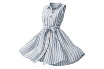 Poster - Elegant striped dress with belt isolated on transparent background, summer style