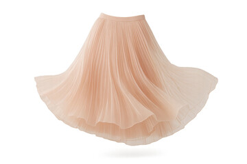 Poster - Elegant peach pleated skirt isolated on transparent background, flowy fashion