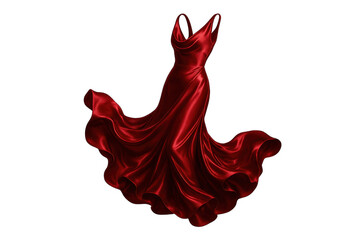 Poster - Elegant red satin dress flowing, isolated on transparent background, smooth texture