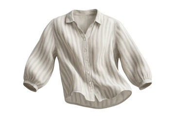 Poster - Striped linen shirt, with long sleeves, isolated on a transparent background
