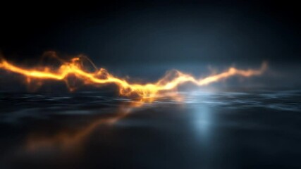 Wall Mural - Abstract Orange and Blue Electric Energy Flowing in a Futuristic Dark Space.