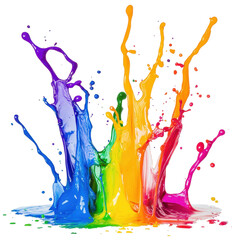 Poster - Colorful paint splash creating dynamic patterns on a Transparent background, colorful paint splash isolated on PNG background
