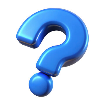 3d blue question mark isolated on transparent background