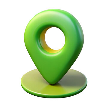 3d green location pin icon isolated on transparent background