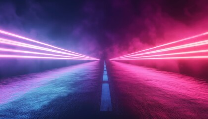 Aufkleber - Speed Light Moving: Illustration Of Flashing Neon And Glowing Lights In A Dark Setting, Creating An Intriguing Render.