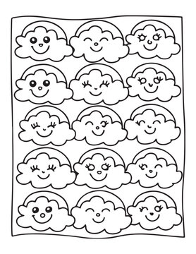 Cute Kawaii Coloring Pages – Fun and Easy Printable Line Art for Kids and Adults, Kawaii Fun Coloring Sheets, Simple and Sweet Line Art for Relaxation, Print