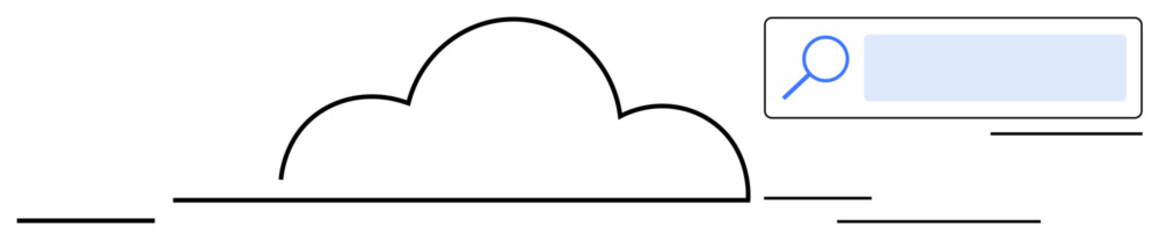 Poster - Minimalist cloud design paired with a search bar representing online storage, data access, and cloud-based solutions. Ideal for technology, internet, search, cloud computing, innovation, design